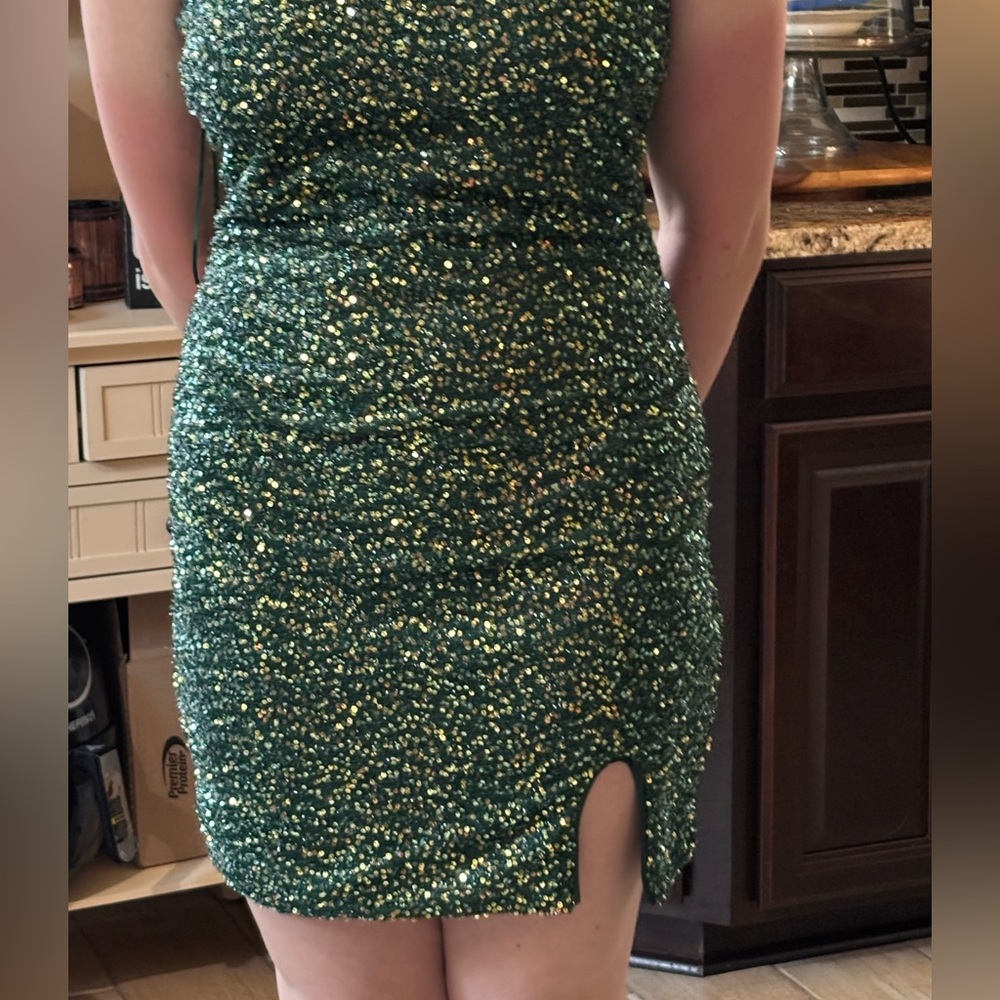 Green Glitter Mini Dress